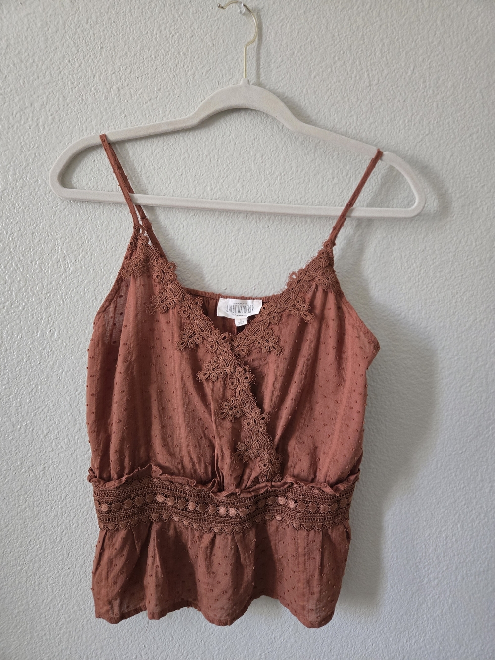 Rust Crochet-Trim Cami Top